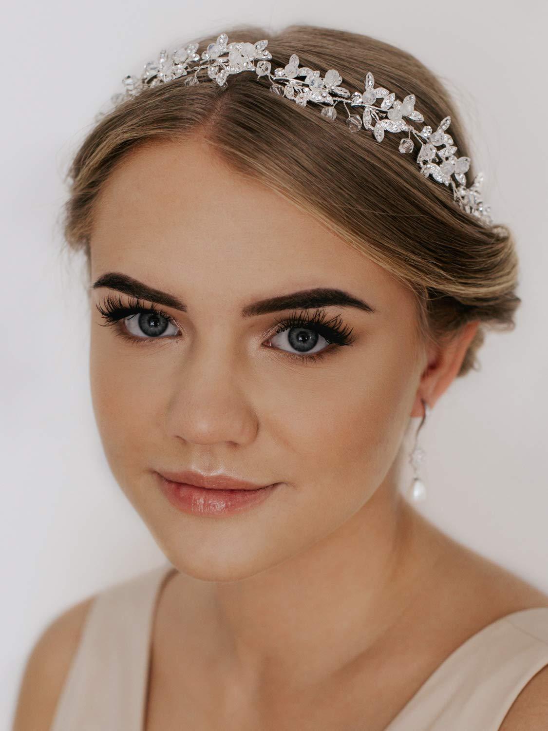 Silver Rhinestone Wedding Headband Tiara Crystal Headpiece Bridal Hair Accessories for Bride - If you say i do