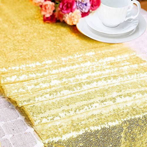 2packs 12 x 108inch Glitter Gold Sequin Table Runner for Birthday Wedding Engagement Bridal Shower Baby Shower Bachelorette Holiday - If you say i do