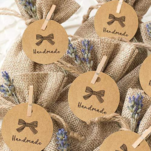100PCS Handmade Tags Kraft Paper Hang Tags Round Tags Craft Gift Tags with  Natural Jute Twine Perfect for Arts & Crafts DIY Gift Decorations (Kraft)