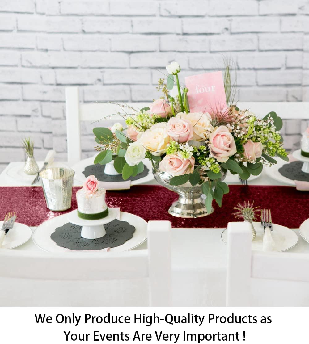 12''x72'' Wine Sequin Table Runners 72Inch Long Birthday Party Indoor Outdor Table Runner for Wedding - If you say i do