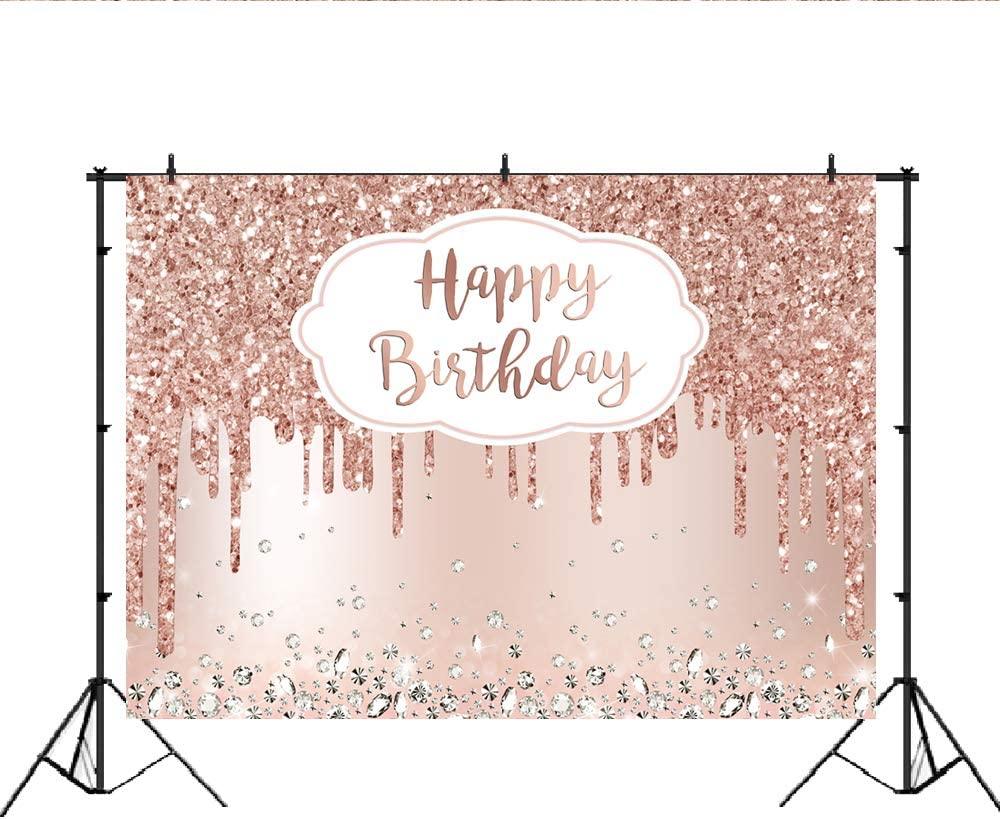 Pink Rose Golden Birthday Party Backdrop Glitter Diamonds Happy Birthday Background - If you say i do