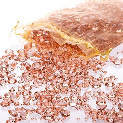 Luxury Rose Gold Diamond Table Confetti Party & Wedding Decorations: Sparkling Acrylic Crystal Scatter Gems Table Décor in Three Sizes - If you say i do