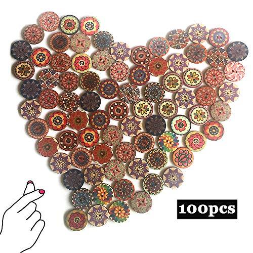 Buttons for Crafts, 100pcs Big Button Cute Large Decorative Buttons 1inch Flower Wood Buttons for Sewing 25mm - If you say i do