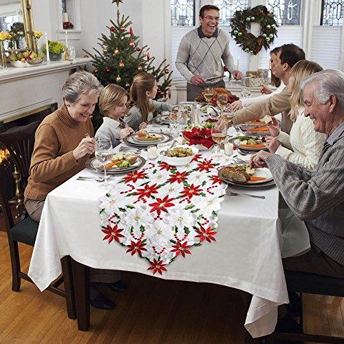 16 x 70 Inch Christmas Table Runner Embroidered Table Runner Red Table Linens for Christmas Decorations - If you say i do
