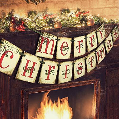 Merry Christmas Banner - Vintage Xmas Decorations Indoor for Home Office Party Fireplace Mantle - If you say i do