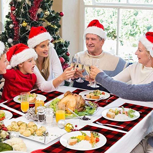 6pcs Buffalo Plaid Placemats Red and Black Buffalo Check Placemats, Reversible Cotton Burlap Christmas Placemats for Christmas Table Decorations - If you say i do