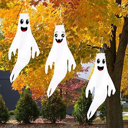 43" Halloween Ghost Windsocks Hanging Decorations - Flag Wind Socks for Home Yard Outdoor Decor Party Supplies (3 Pieces) - If you say i do