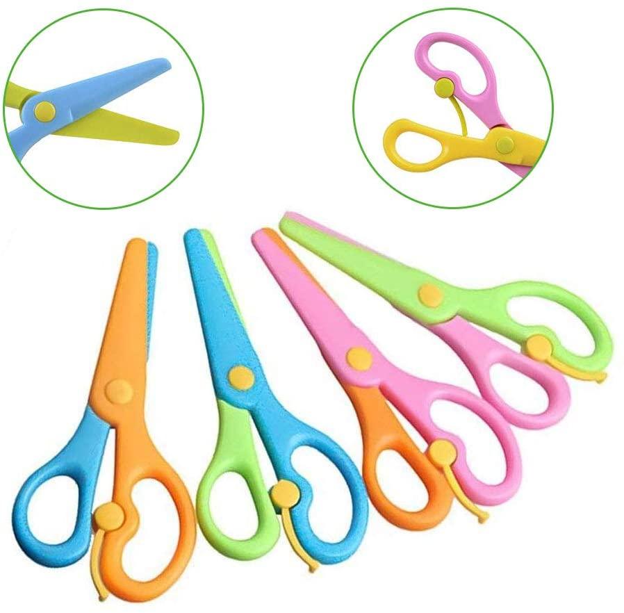 Preschool Training Scissors,4Pcs Children Safety Scissors Pre-School Training Scissors Safety Scissors Art Craft Scissors - If you say i do