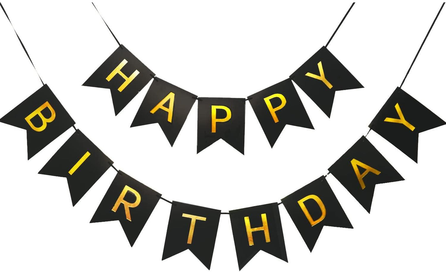 Happy Birthday Banner 6.5&4.5 inches Happy Birthday Bunting Banner with Shiny Gold Letters - If you say i do