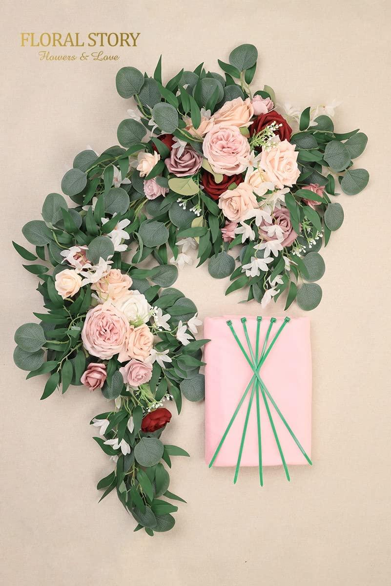 Wedding Arch Flower Arrangement Set Rustic Wedding Arch Decorations with 1pc Sheer Swag for Ceremony and Reception - If you say i do