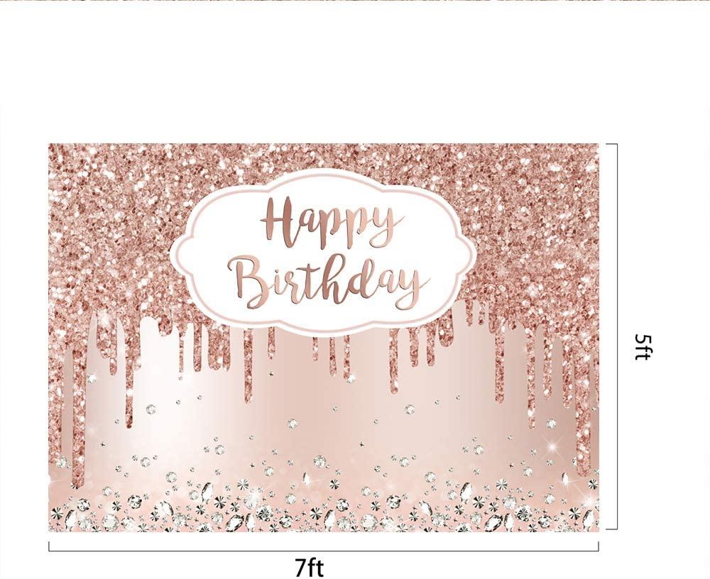 Pink Rose Golden Birthday Party Backdrop Glitter Diamonds Happy Birthday Background - If you say i do