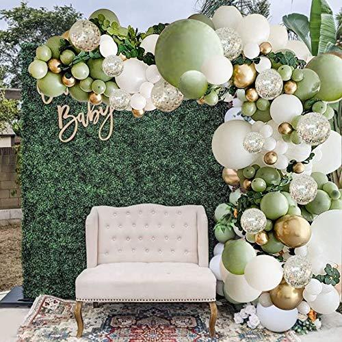 127pcs Olive Green Balloons Arch Garland Kit - White Olive Green Gold Confetti Balloons Set for Wedding Birthday Baby Shower Party Decorations - If you say i do