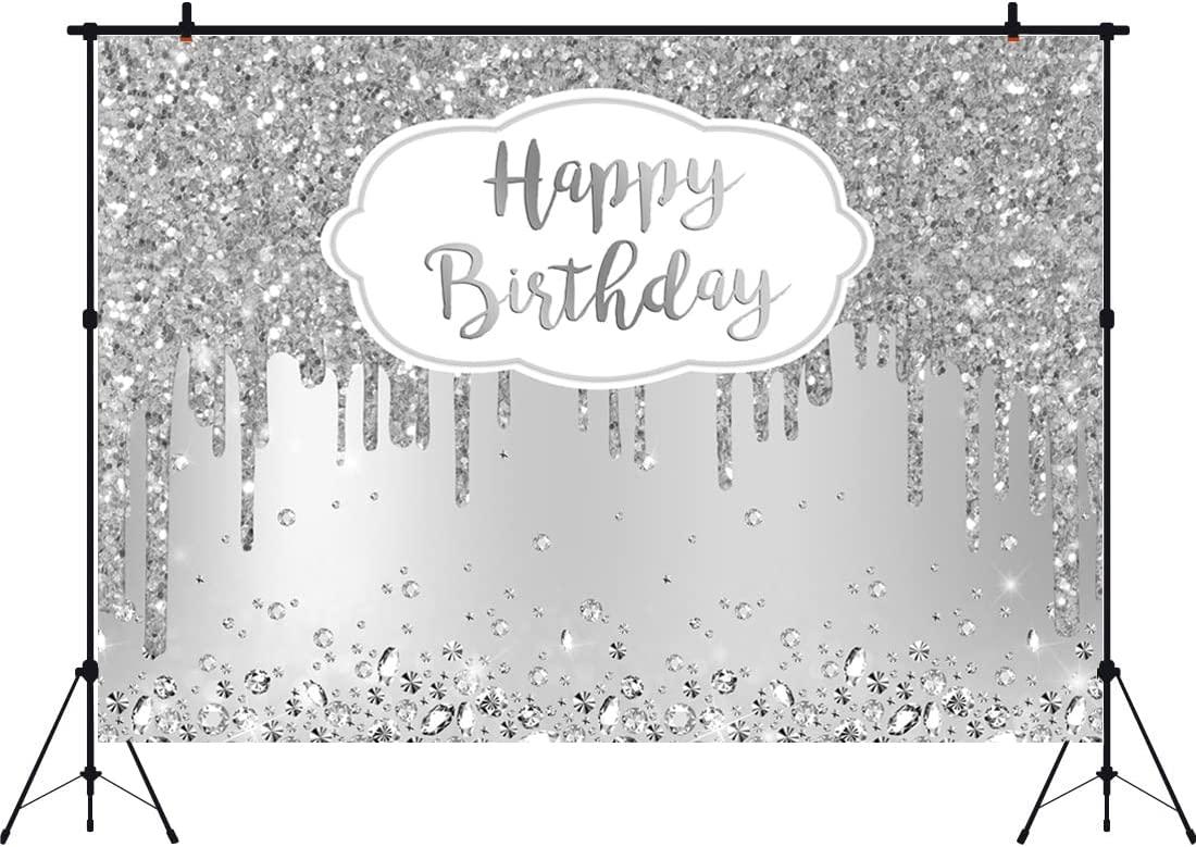 Silver Happy Birthday Backdrop Glitter Diamonds Girls Sweet 16 18th 21st Birthday Photo - If you say i do