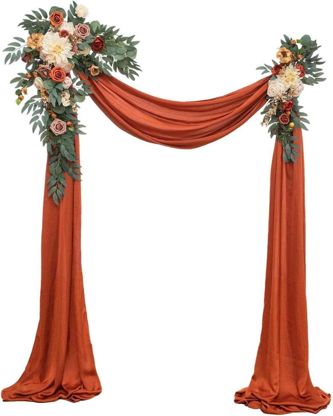 Wedding Arch Flower Arrangement Set Rustic Wedding Arch Decorations with 1pc Sheer Swag for Ceremony and Reception - If you say i do