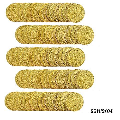 5pcs Glitter Gold Paper Circle Dots Garland (65ft) Hanging Garland Decorations Streamers for Birthday Party Wedding Baby Shower Class Room Decorations - If you say i do