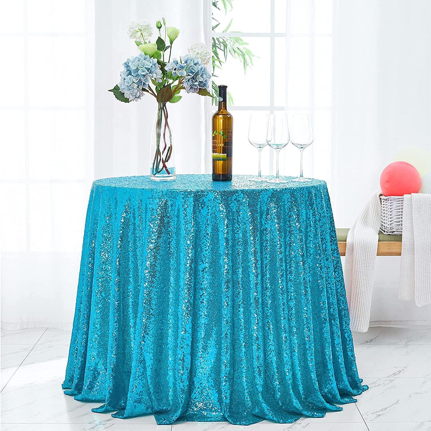 120 inch Round Sequin Tablecloth Wedding Arch, Glitter Tablecloth Arbor for Bridal Shower Decorations, Birthday, Wedding - If you say i do