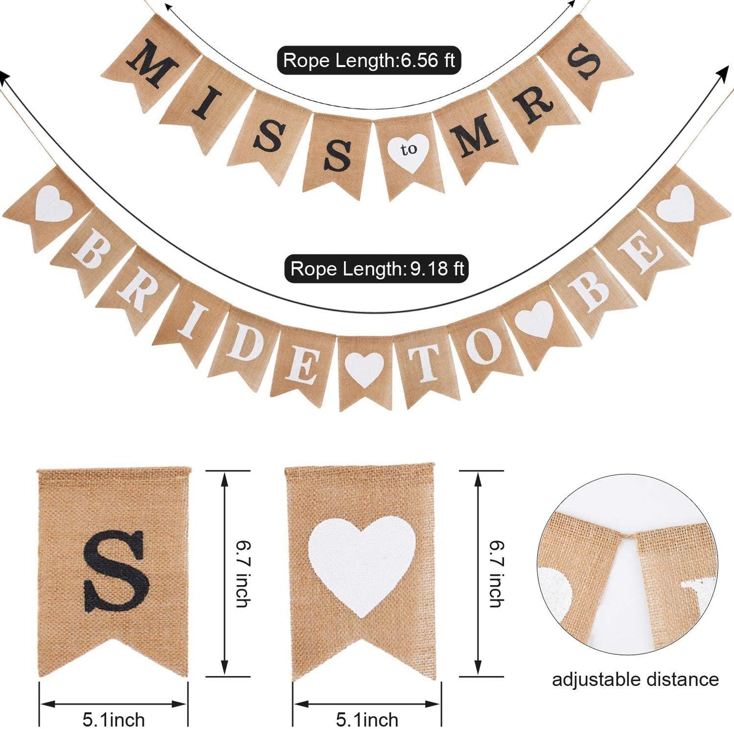 2 Pieces Burlap Banner Bride to Be Banner Bridal Shower Banner Rustic Bunting Garland for Party Decorations Supplies - If you say i do