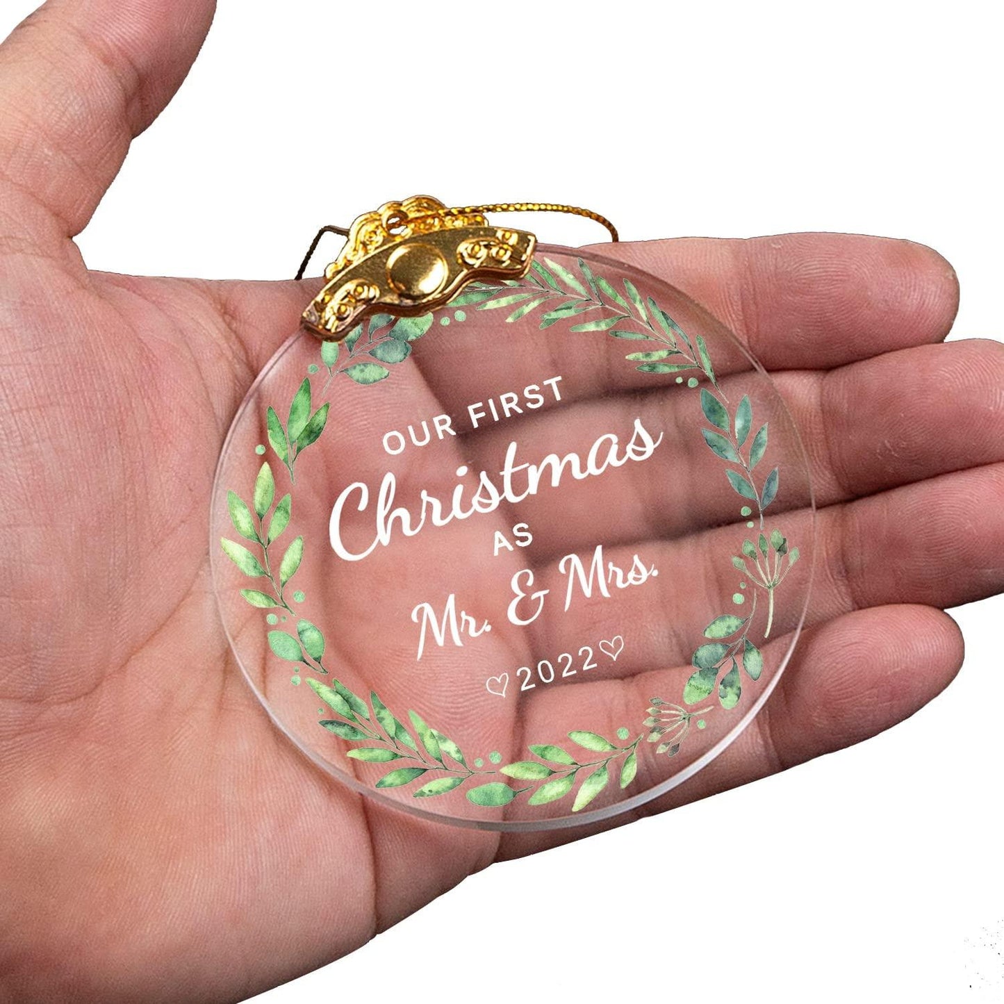 Our First Christmas As Mr & Mrs 2022 Glass Ornament/Keepsake, Wedding Decoration Ornaments - If you say i do