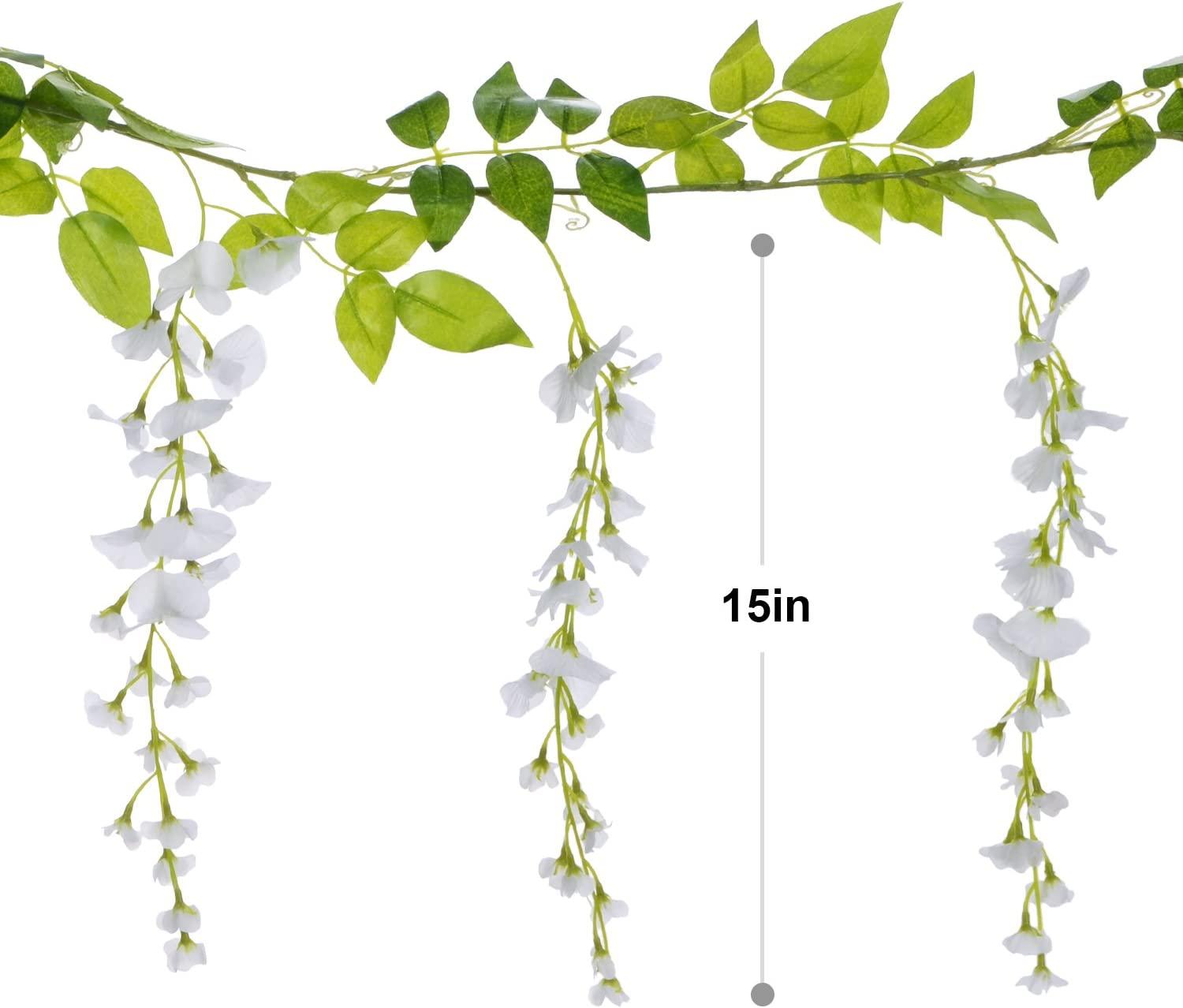4pcs Wisteria Artificial Flowers Garland, Total 28.8ft White Artificial Wisteria Vine Silk Hanging Flower for Wedding - If you say i do