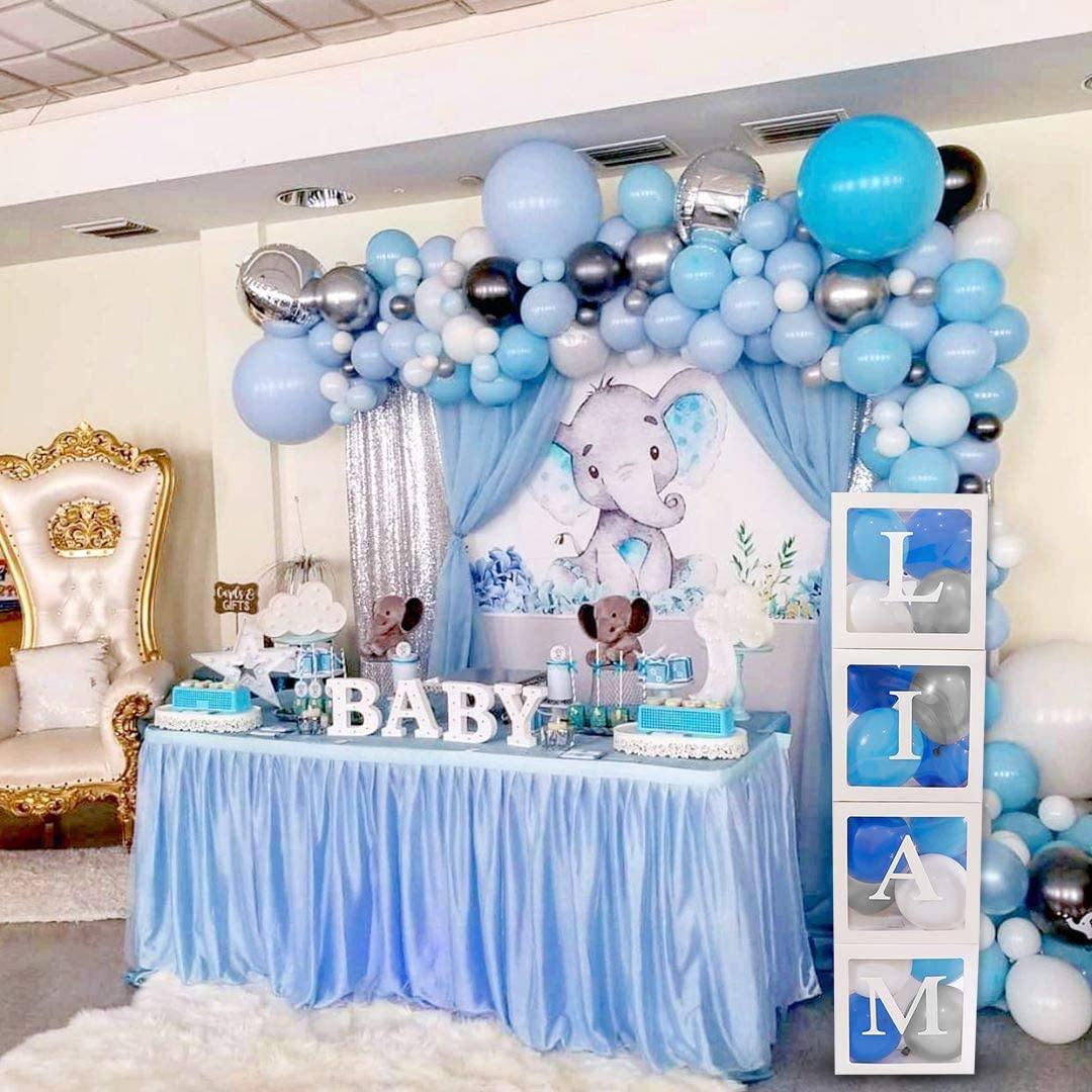 82PCS Baby Shower Decorations For Boy Kit - Jumbo Transparent Baby Block Balloon Box, Gender Reveal Decor 1st Birthday Party Backdrop - If you say i do