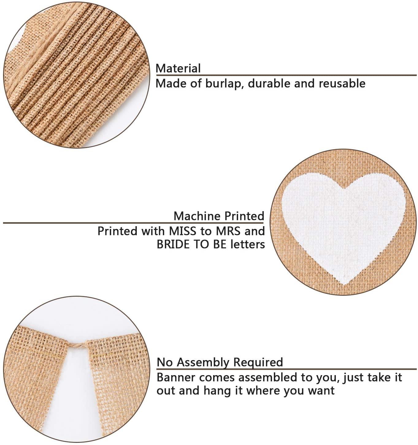 2 Pieces Burlap Banner Bride to Be Banner Bridal Shower Banner Rustic Bunting Garland for Party Decorations Supplies - If you say i do