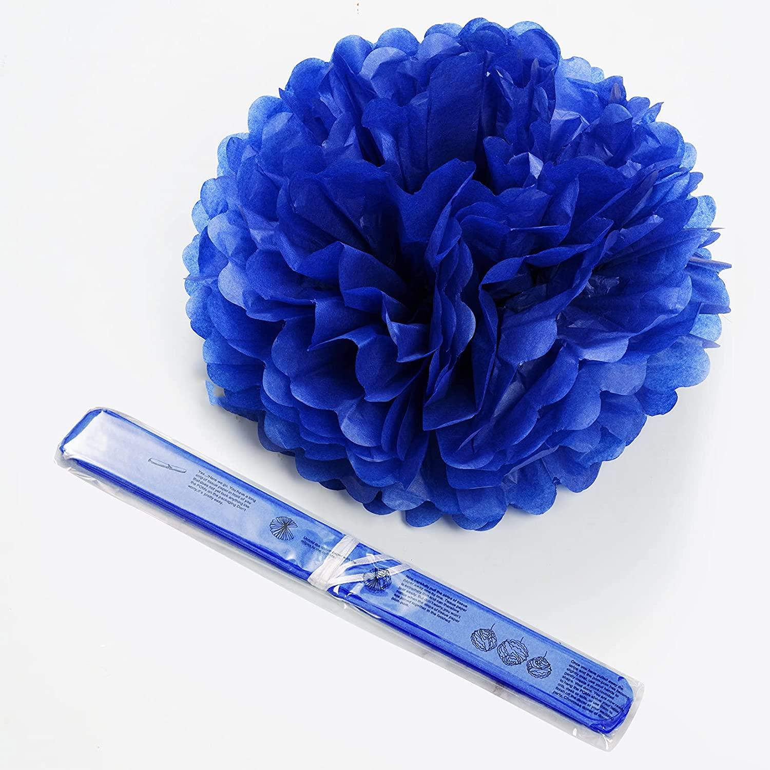 18PCS Royal Blue Tissue Paper Pom Poms Navy Party Decorations - If you say i do