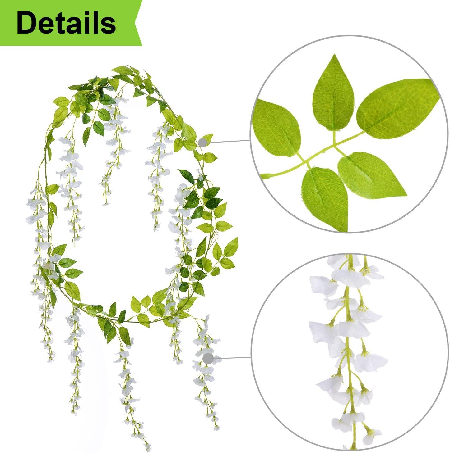 4pcs Wisteria Artificial Flowers Garland, Total 28.8ft White Artificial Wisteria Vine Silk Hanging Flower for Wedding - If you say i do
