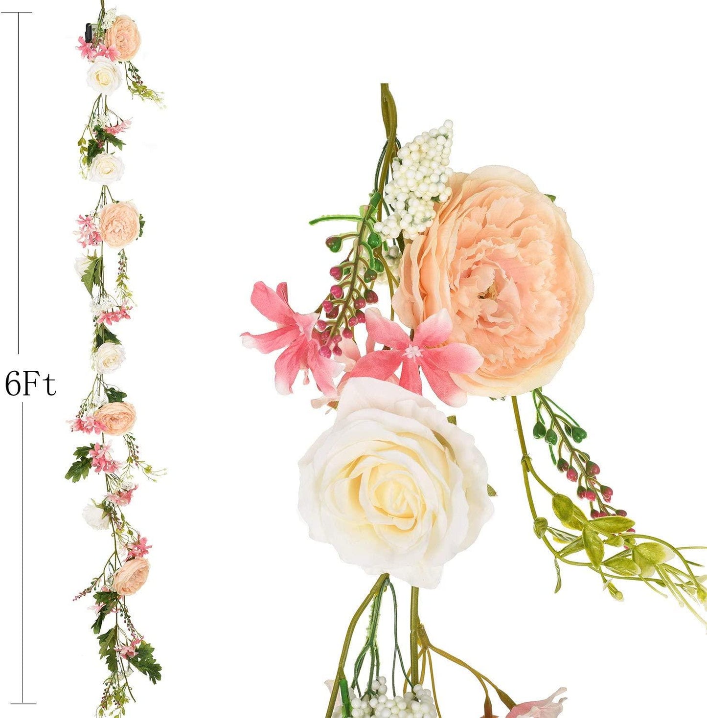 6ft Artificial Peony Garland Flowers, Floral Greenery Garland Rose Flower Vine Garland with Mixed Peony Flowers - If you say i do