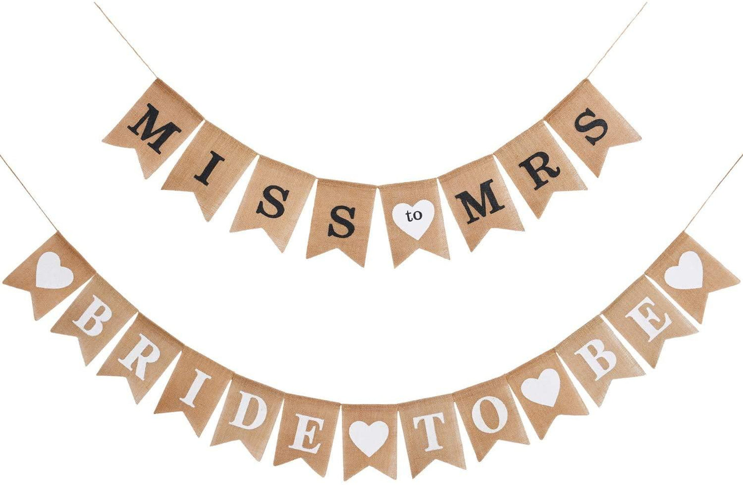 2 Pieces Burlap Banner Bride to Be Banner Bridal Shower Banner Rustic Bunting Garland for Party Decorations Supplies - If you say i do