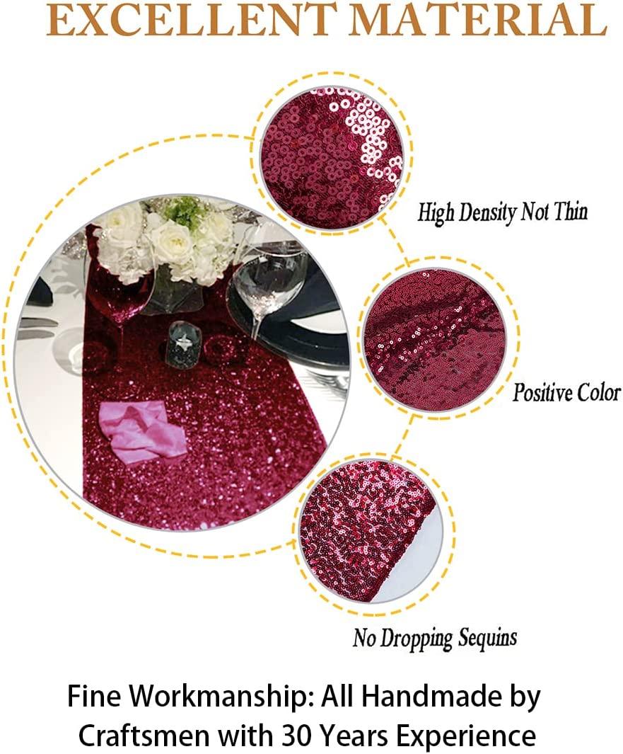 12''x72'' Wine Sequin Table Runners 72Inch Long Birthday Party Indoor Outdor Table Runner for Wedding - If you say i do