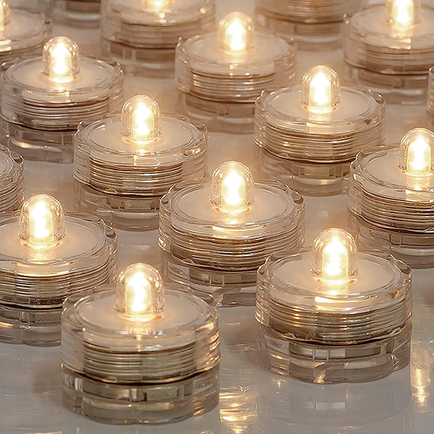 12 LED Flameless Underwater Tea Lights, Battery Operated Submersible Waterproof Decorative Lighting Warm White 12 LED Flameless Underwater Tea Lights, Battery Operated Submersible Waterproof Decorative Lighting Warm White