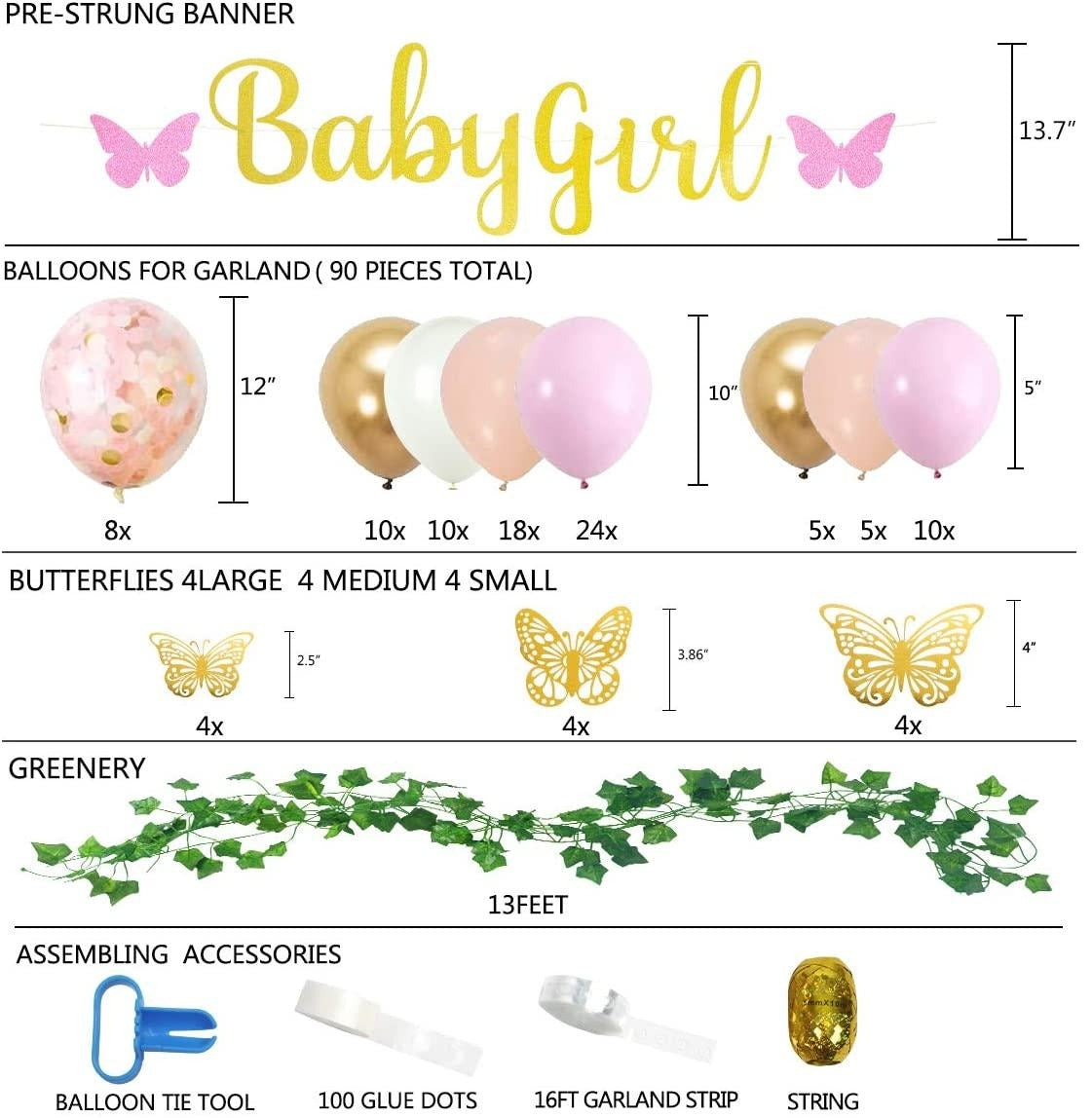 110 Piece Butterfly Garden Baby Shower Decorations For Girl – Pink Balloon Garland Arch Kit Decor - If you say i do