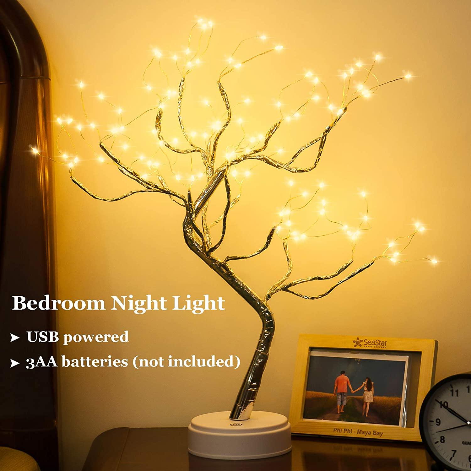 Tabletop Bonsai Tree Light with 108 LED Copper Wire String Lights, DIY Artificial Tree Lamp, Battery/USB Operated - If you say i do