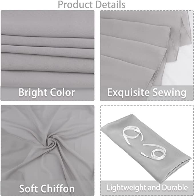 2 Pieces 10ft Chiffon Light Gray Table Runner Romantic Chiffon Table Runner for Wedding Birthday - If you say i do