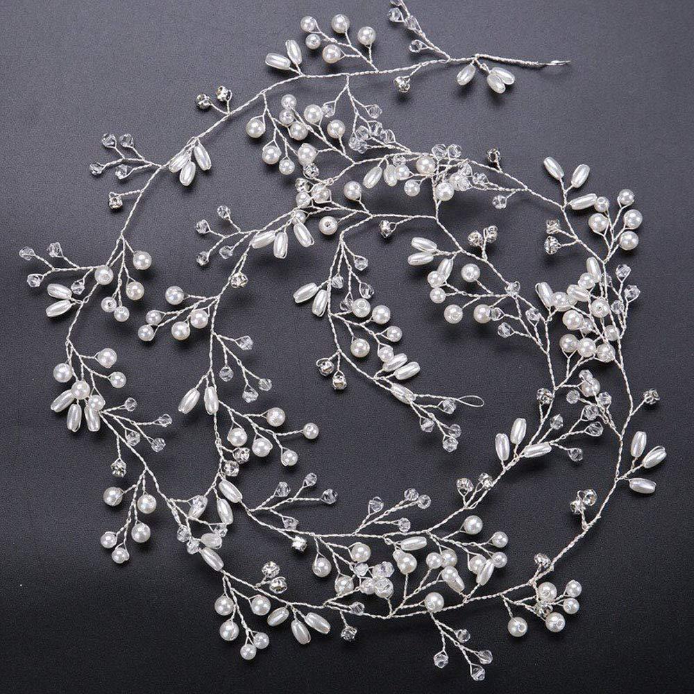 Bridal Rose Gold and Gold Silver Extra Long Pearl and Crystal Beads Bridal Hair Vine Wedding Head Piece - If you say i do