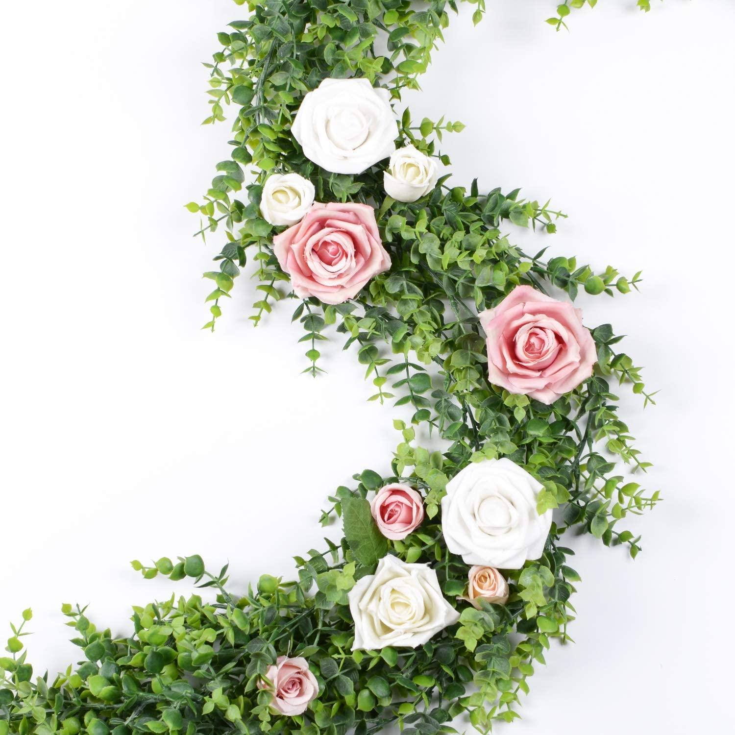 Artificial Vines Faux Eucalyptus Garland, 2 Packs Fake Eucalyptus Greenery Garland Wedding Backdrop Arch - If you say i do