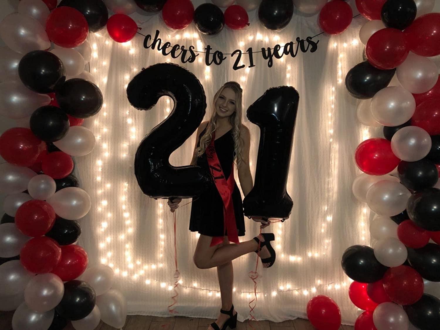 40inch Jumbo Black 21 Number Balloons for 21st Birthday Decorations Helium Balloons Party Supplies use Them as Props for Photos (Black 21) - If you say i do
