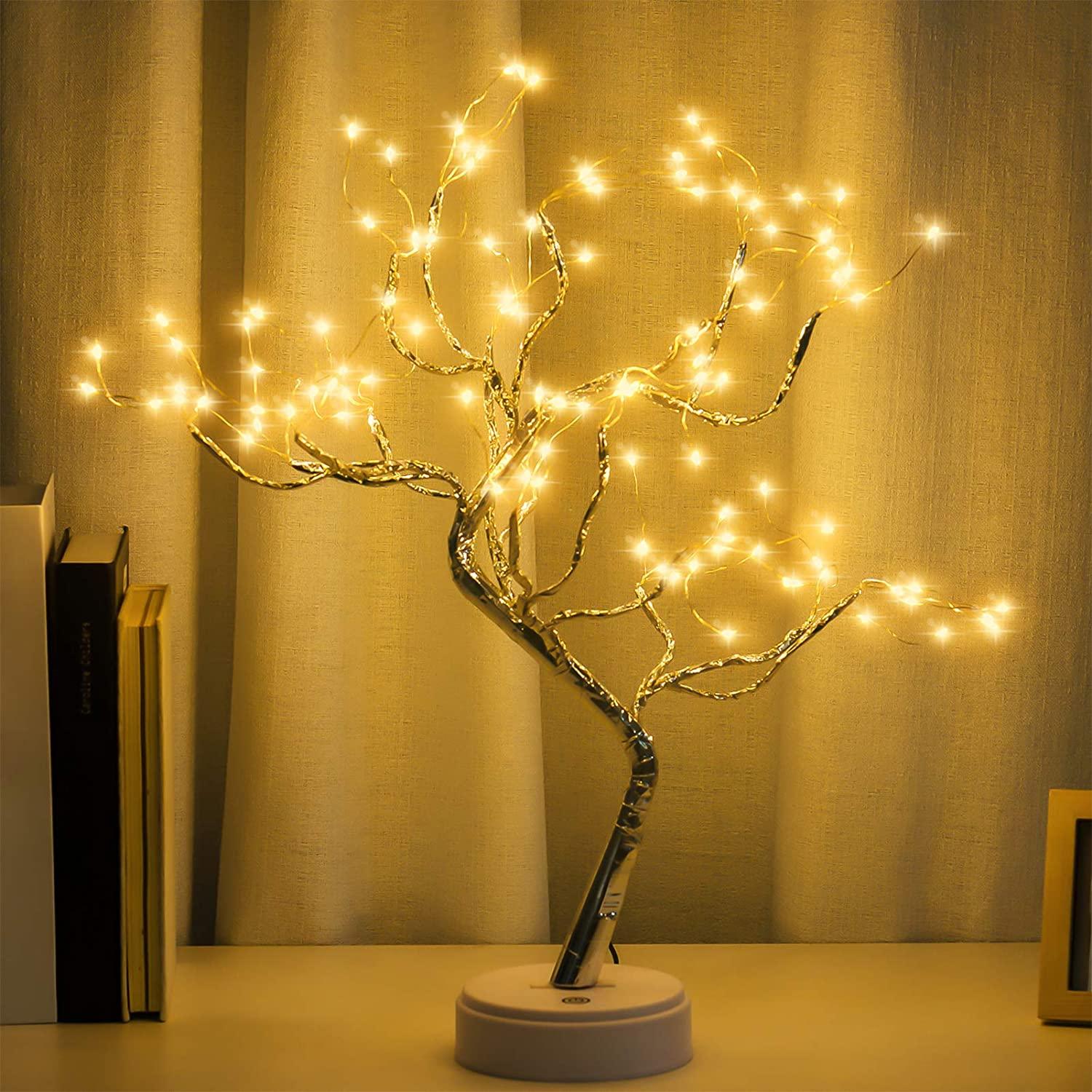 Tabletop Bonsai Tree Light with 108 LED Copper Wire String Lights, DIY Artificial Tree Lamp, Battery/USB Operated - If you say i do