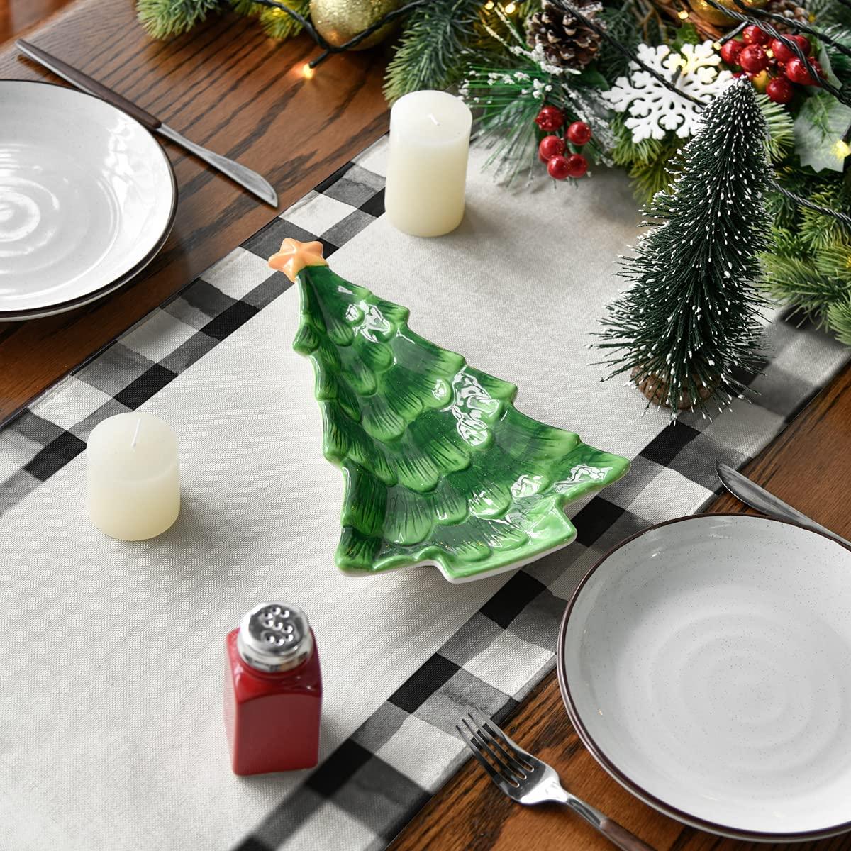 Waterclor Buffalo Plaid Christmas Trees Merry Xmas Table Runner, Seasonal Winter Holiday - If you say i do