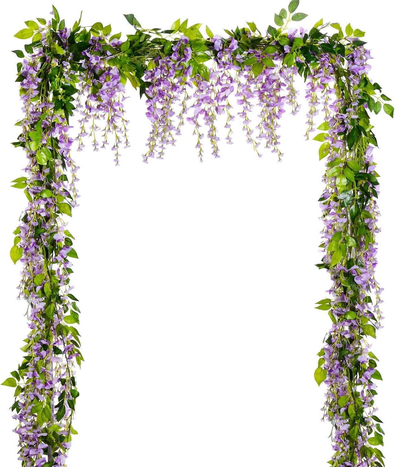 4pcs Wisteria Artificial Flowers Garland, Total 28.8ft White Artificial Wisteria Vine Silk Hanging Flower for Wedding - If you say i do