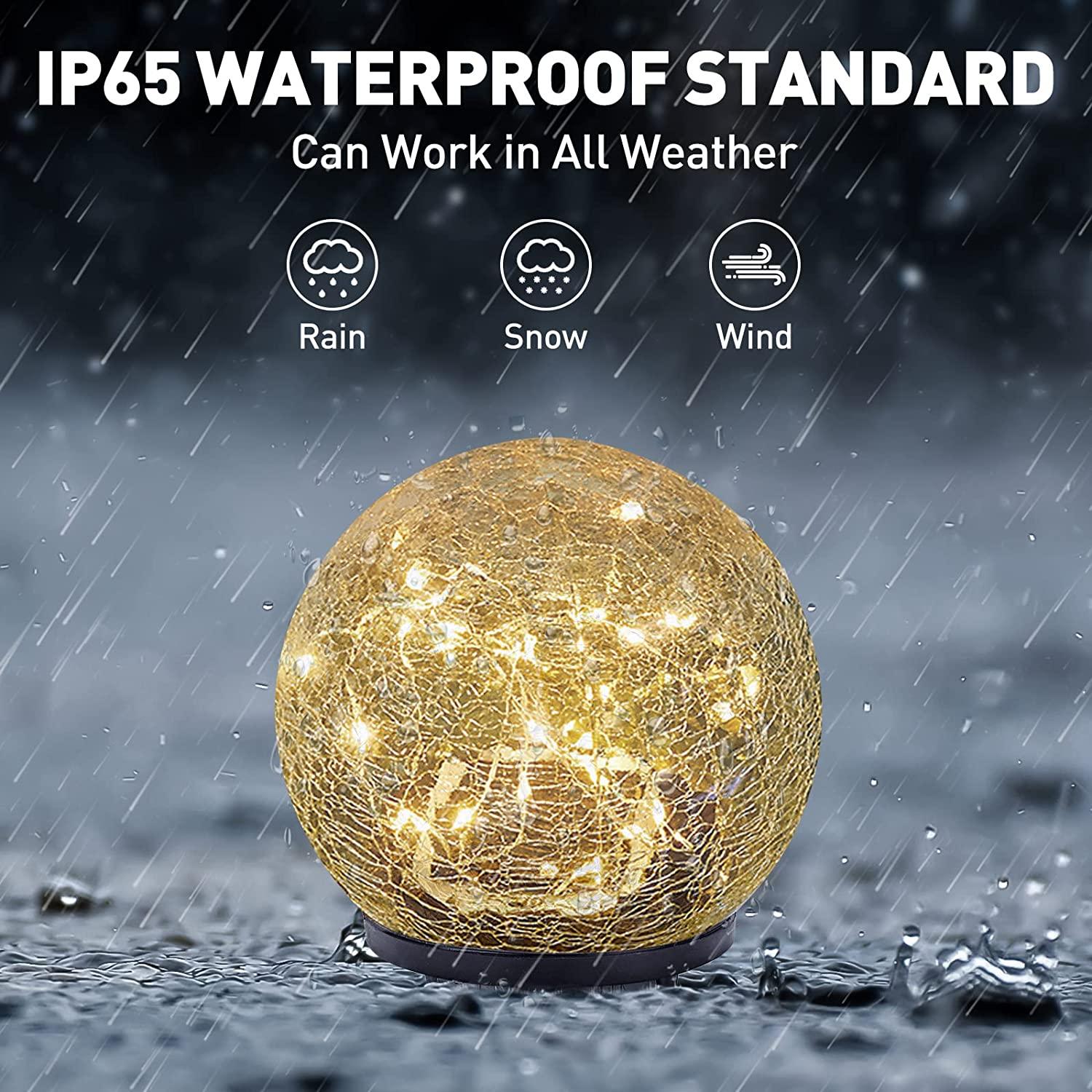 Garden Solar Lights, Cracked Glass Ball Waterproof Warm White LED for Outdoor Decor - If you say i do