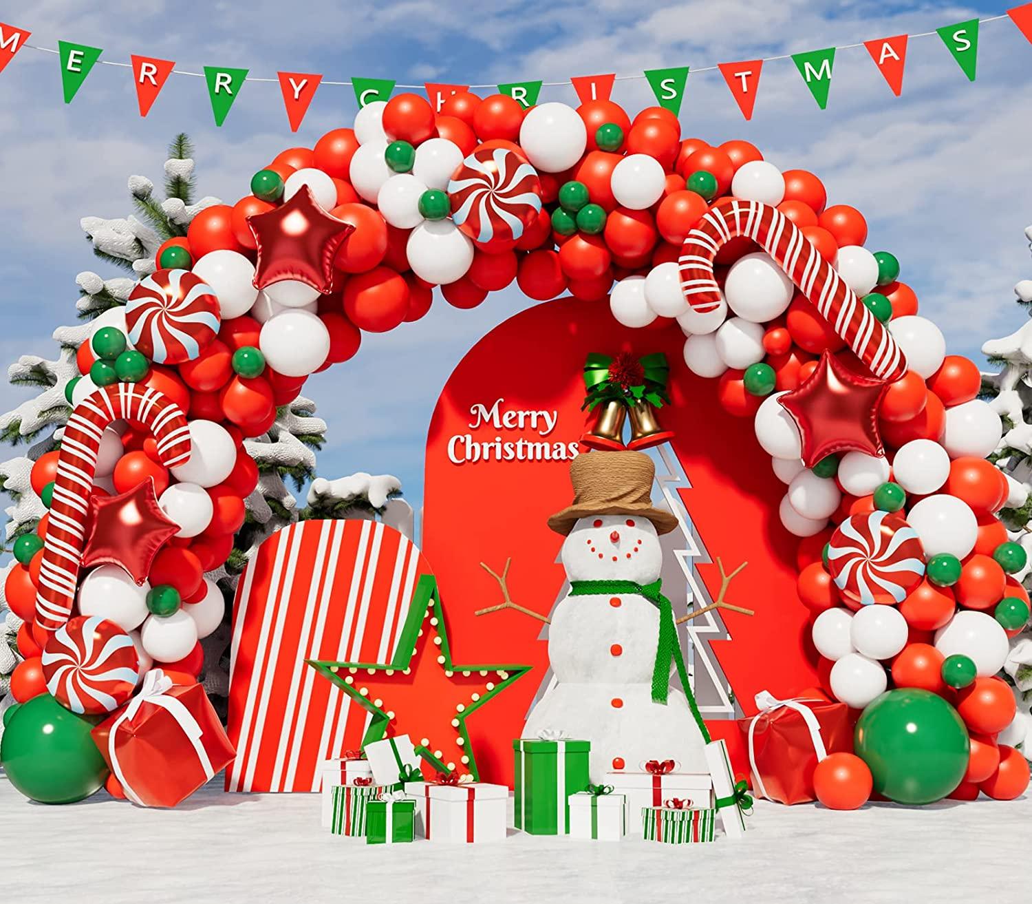 Christmas Balloon Garland Arch kit with Xmas Green Red White Candy Balloons - If you say i do