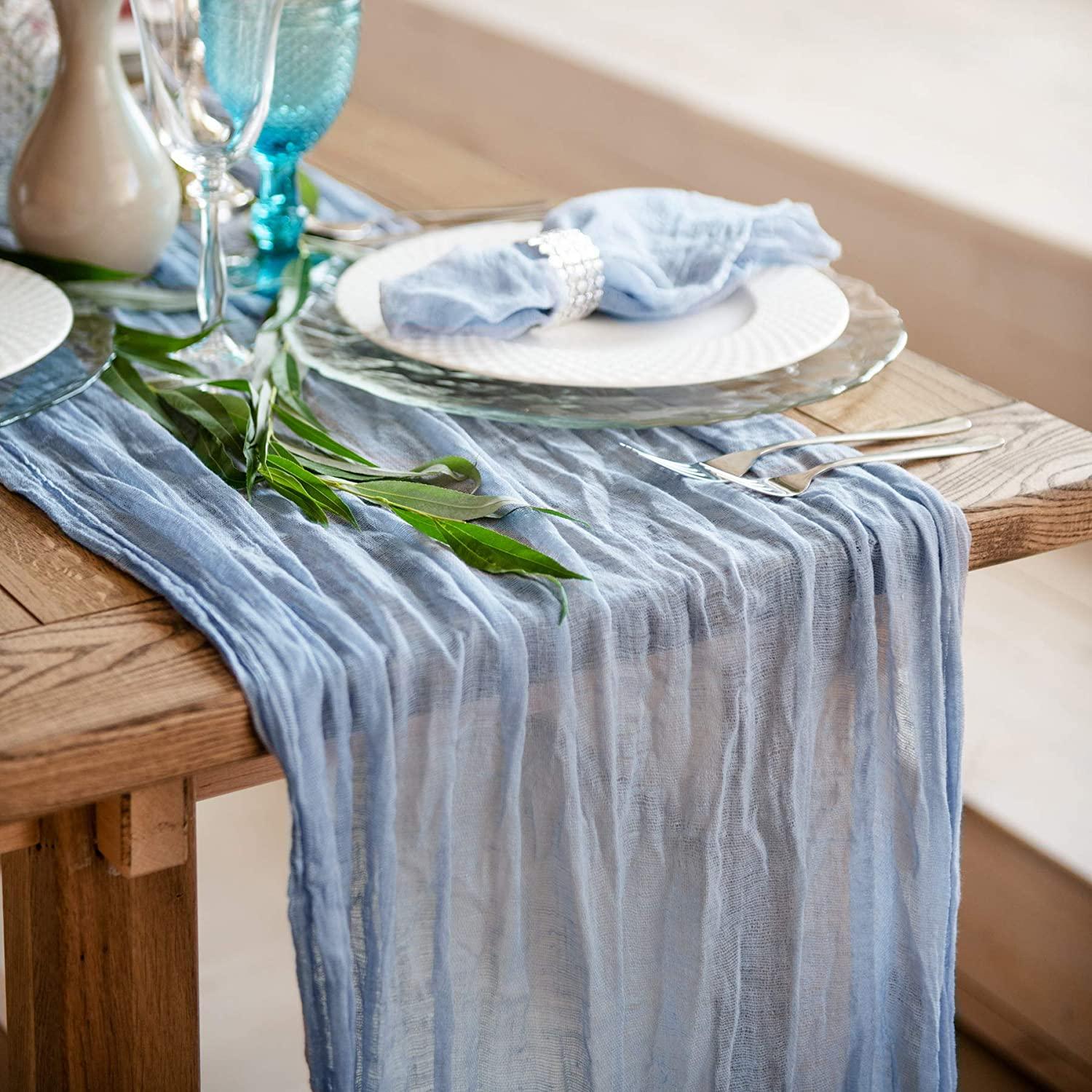 35x157 inch Gauze Table Runner For Wedding Rustic Boho Wedding Table Decor - If you say i do