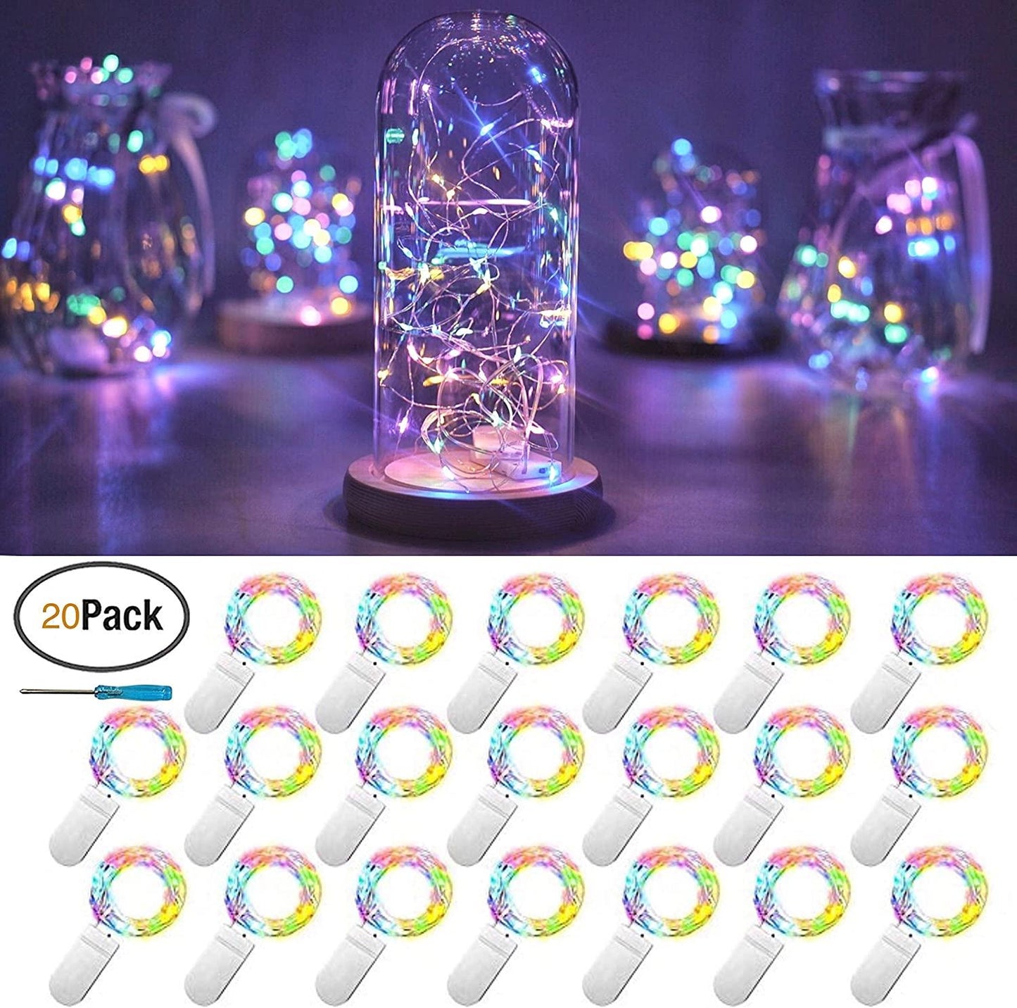 20 Packs 6.6FT 20 LEDs Battery Operated Fairy String Lights for DIY Party Christmas Costume Wedding Easter Table Decorations - If you say i do