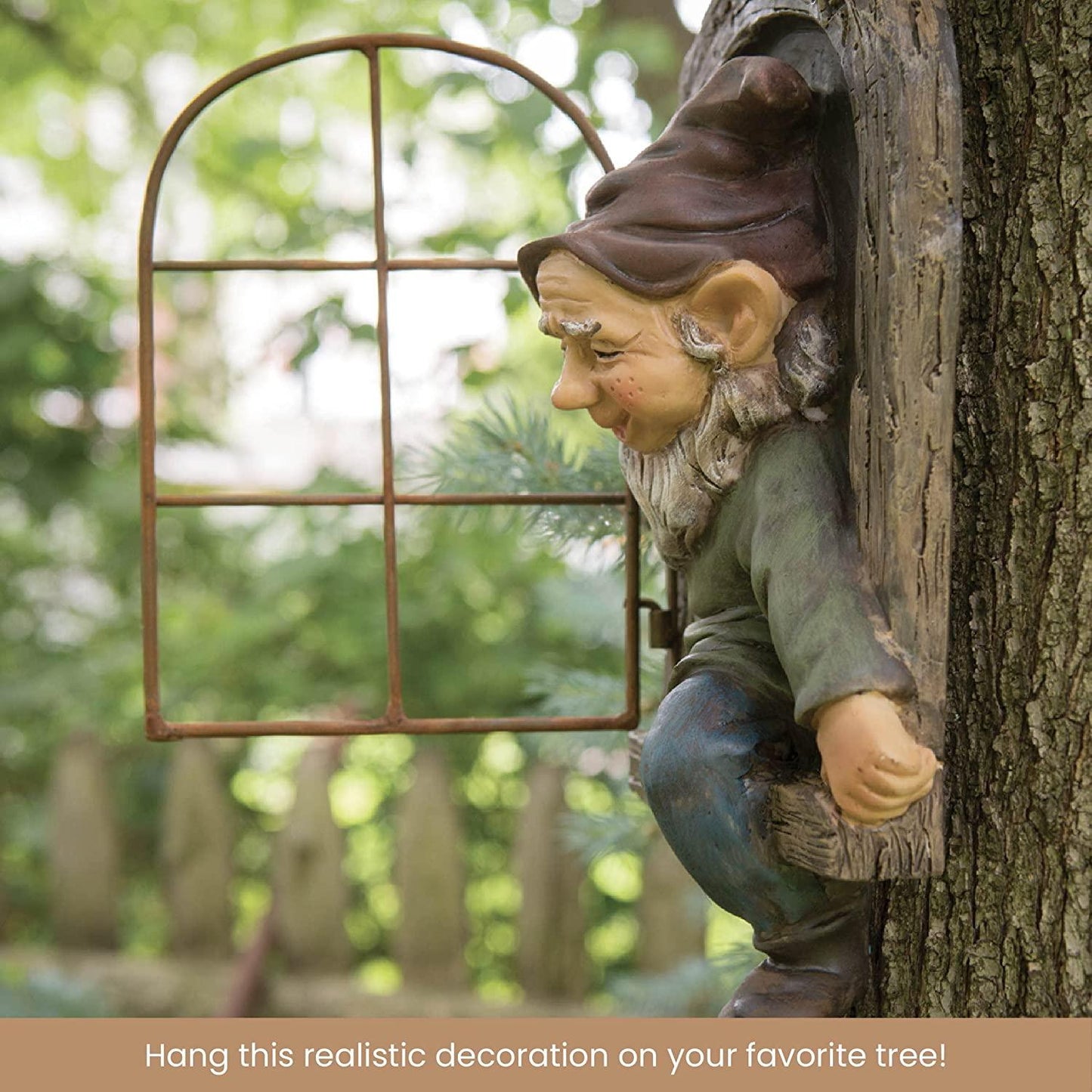 12 inch Elf Out The Door Tree Hugger - Yard Decorations - Whimsical Tree Sculpture - If you say i do