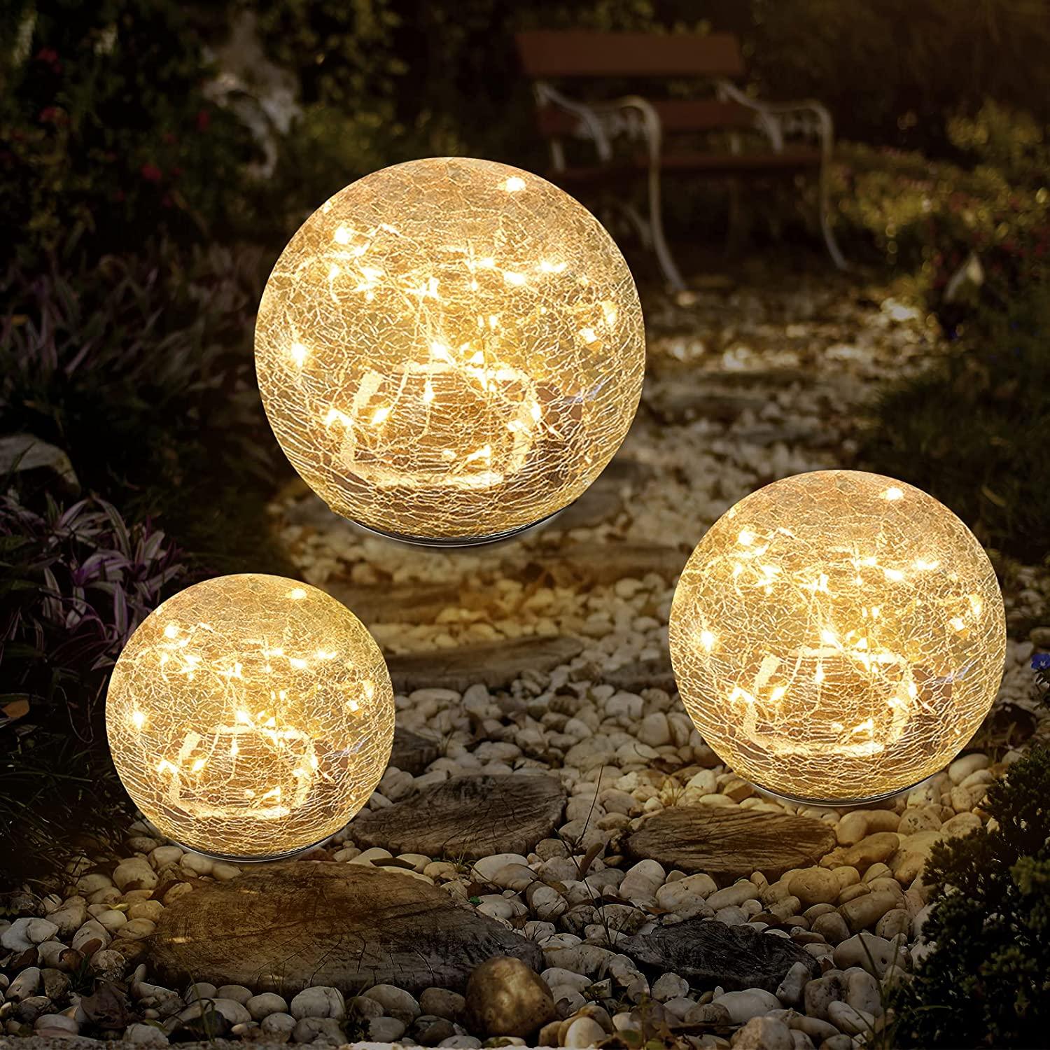 Garden Solar Lights, Cracked Glass Ball Waterproof Warm White LED for Outdoor Decor - If you say i do