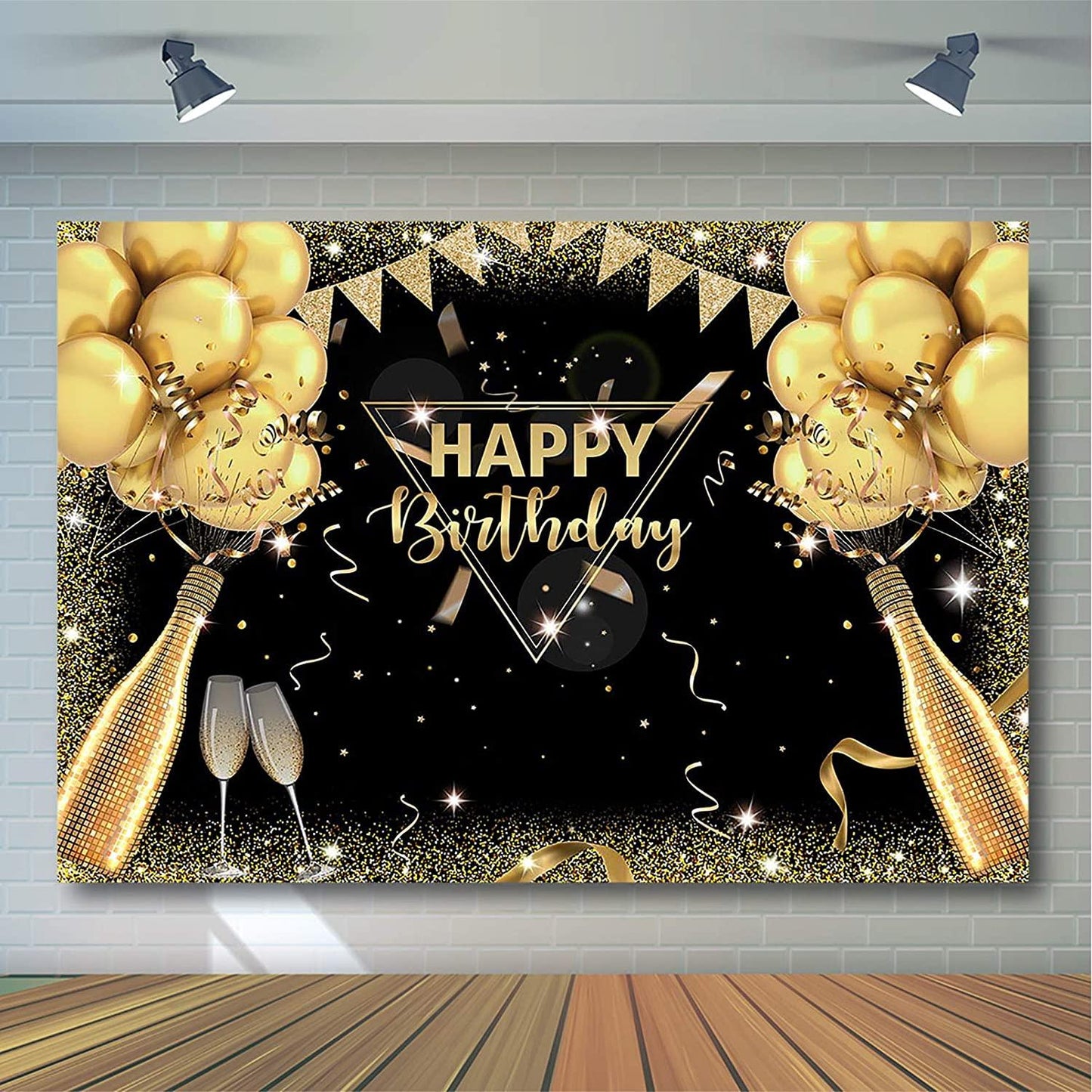 Black Gold Birthday Backdrop for Adult Men Woman Party Decorations Surprise Balloon - If you say i do