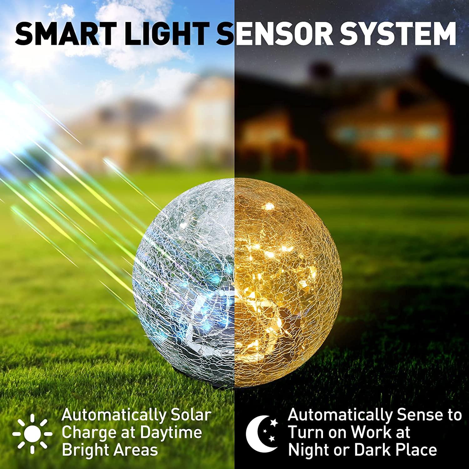 Garden Solar Lights, Cracked Glass Ball Waterproof Warm White LED for Outdoor Decor - If you say i do