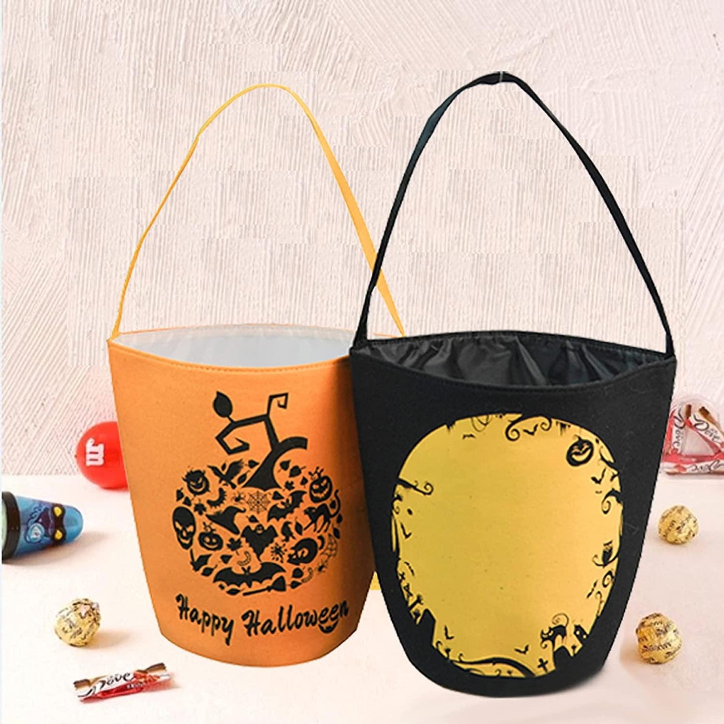 Halloween Trick or Treat Bag, Pumpkin Canvas Candy Tote Bucket - If you say i do