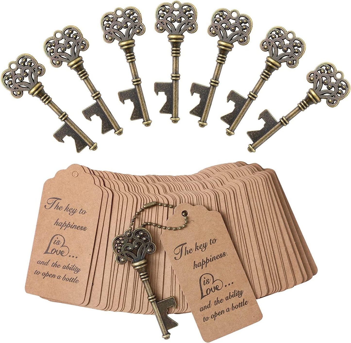 50PCS Vintage Skeleton Key Bottle Opener, Wedding Favors Key Bottle Opener - If you say i do